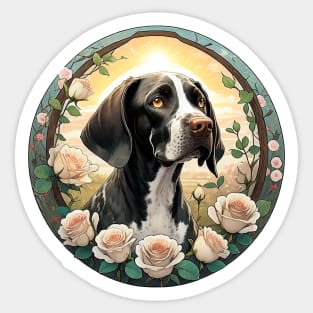 German Shorthaired Pointer Rose Garden Sticker